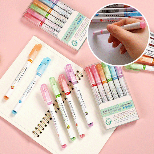 🌈 Multi-Color Highlighter Pen™ | Roltip Markeerstiften Set voor kinderen en expressieve volwassenen (6 stuks)